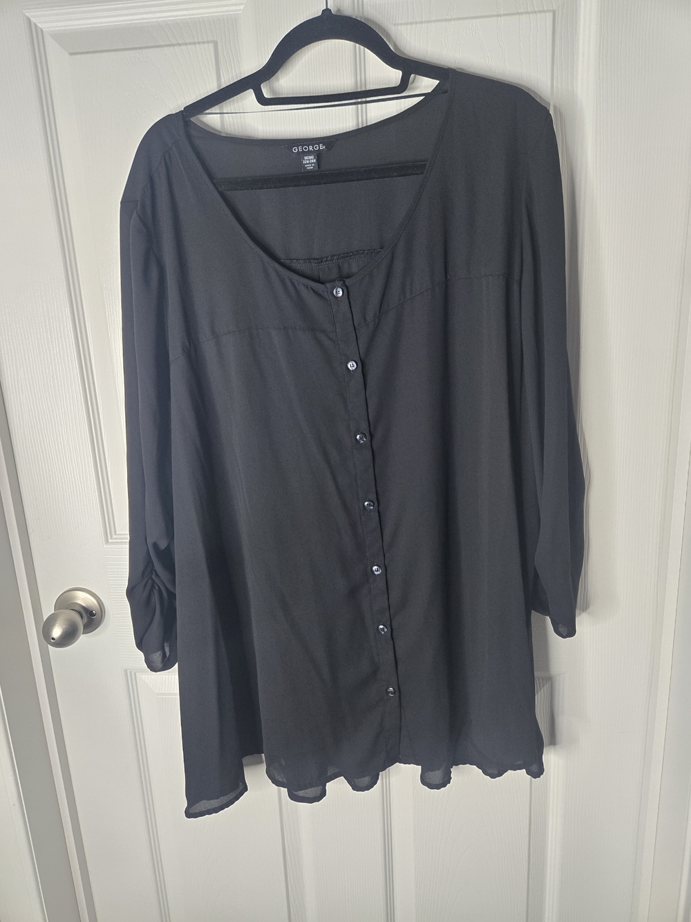 George Women's Black Button-Front Blouse
